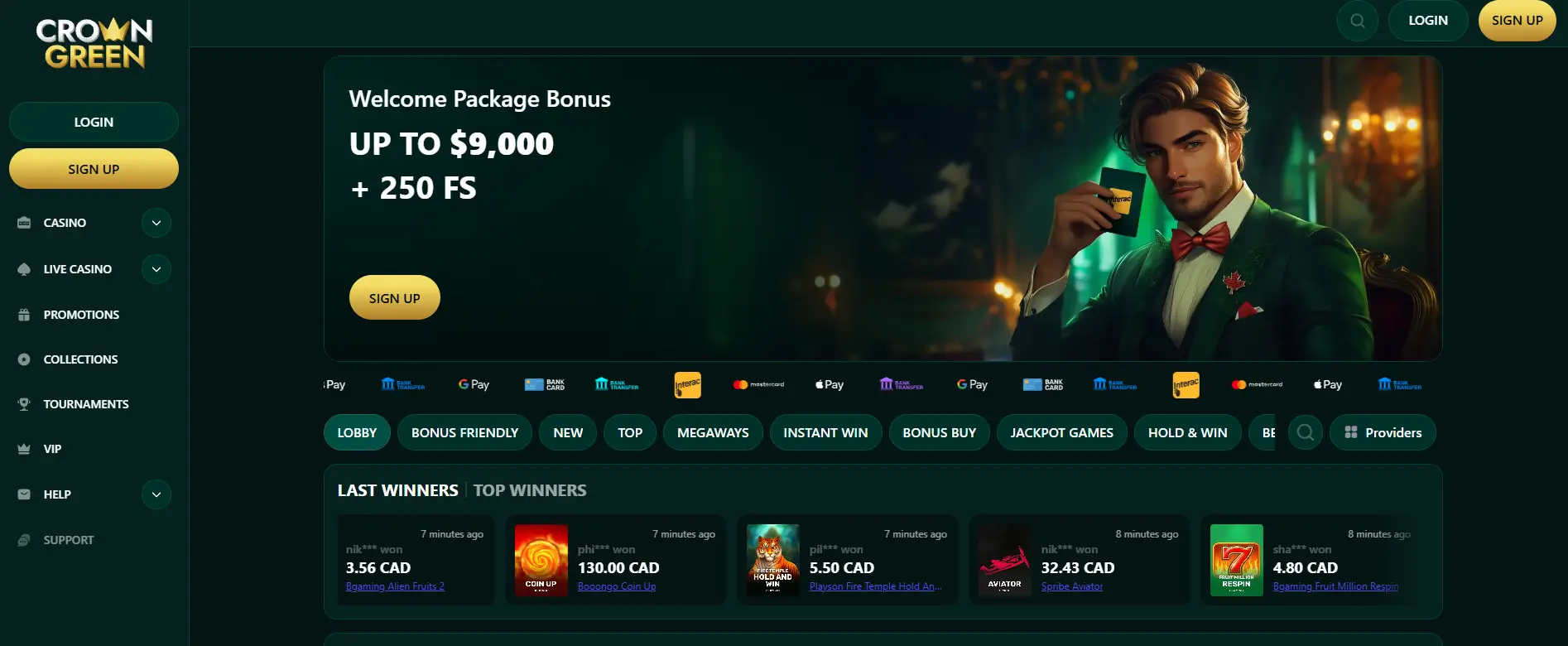 CrownGreen Casino screen