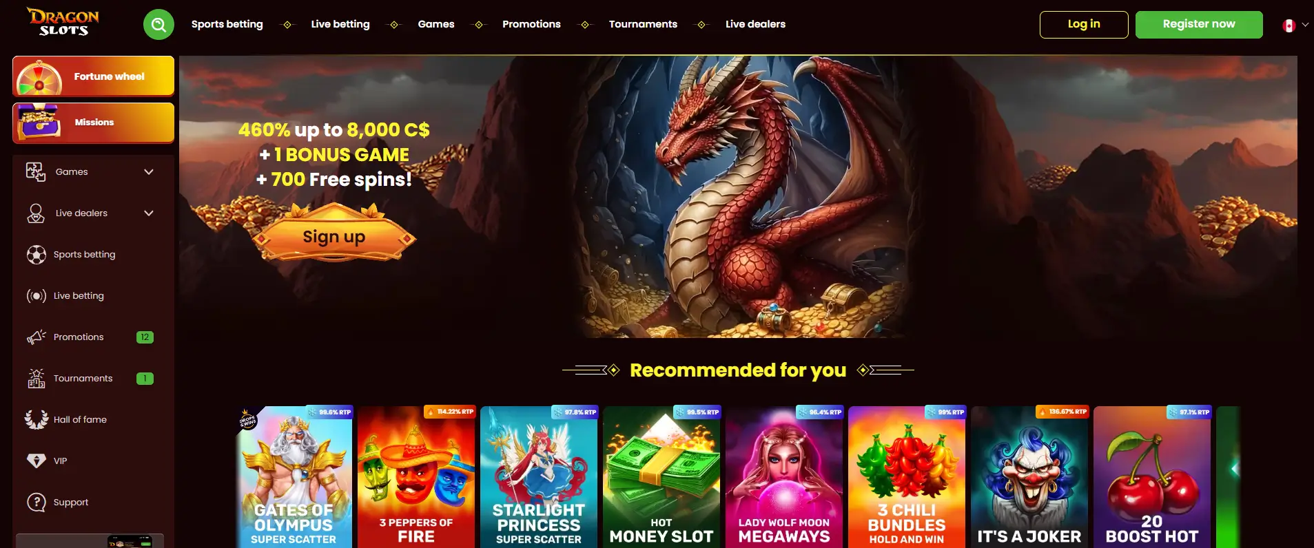 DragonSlots Casino screen
